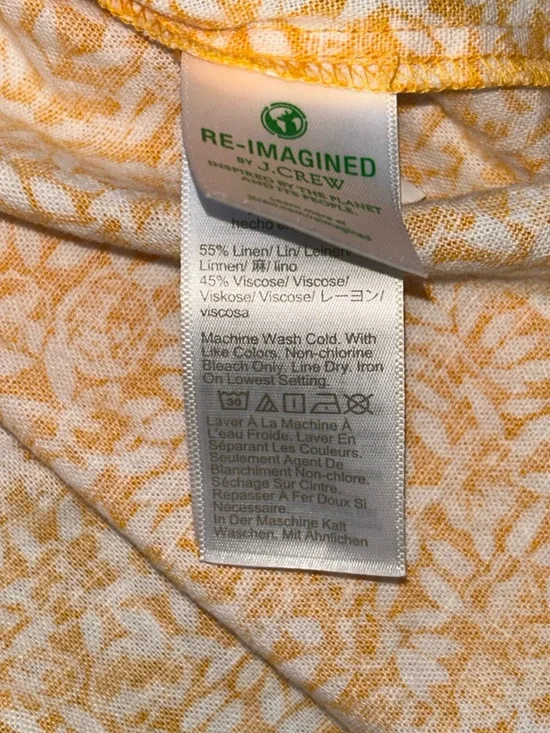 J. Crew Linen Blend Floral Marigold Printed Tiered Sundress Size 00 - Picture 6 of 8